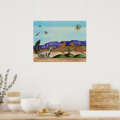 かわいい南西部の国の砂漠の動物の子供たち ポスター (キッチン)