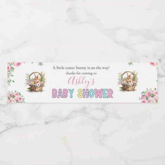 かわいい単純なイースターバニーのベビーシャワー ペットボトルラベル (シングルラベル)