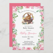 かわいい単純なイースターバニー赤ちゃんシャワーinvitati 招待状 (正面/裏面)