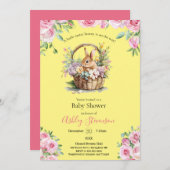 かわいい単純な復活祭バニー赤ちゃんシャワーの招待 招待状 (正面/裏面)