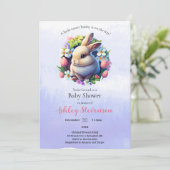 かわいい単純な復活祭バニー赤ちゃんシャワーの招待 招待状 (スタンド正面)
