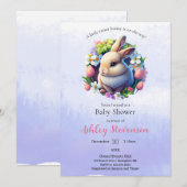 かわいい単純な復活祭バニー赤ちゃんシャワーの招待 招待状 (正面/裏面)