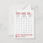 かわいい単語の検索バレンタインデー ノートカード (正面)