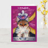 かわいい占い師猫の挨拶状 カード (黄色い花)