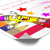 かわいい印刷可能幼稚園卒業証書 ポスター (角)