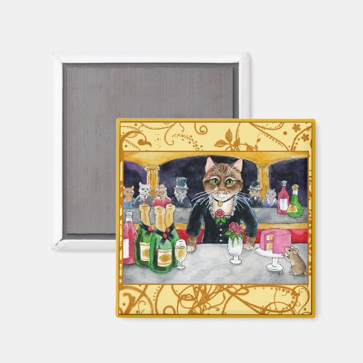 かわいい印象派の猫、マウス、マネ、パリ マグネット (正面/裏面)