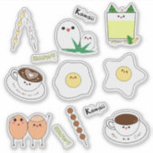 かわいい卵とコーヒー シール (正面)