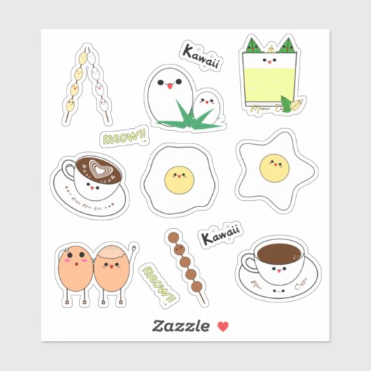 かわいい卵とコーヒー シール (シート)