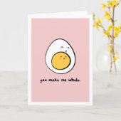 かわいい卵のキャラクターの愛または感謝空白のなカード カード (黄色い花)