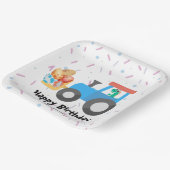 かわいい卵の恐竜建築トラック誕生日少年 ペーパープレート (傾斜あり)