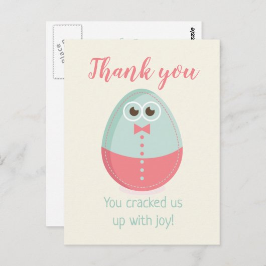 かわいい卵の赤ちゃんシャワーサンキューカード ポストカード (正面/裏面)