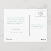 かわいい卵の赤ちゃんシャワーサンキューカード ポストカード (裏面)