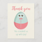 かわいい卵の赤ちゃんシャワーサンキューカード ポストカード (正面)