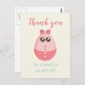 かわいい卵の赤ちゃんシャワーサンキューカード ポストカード (正面/裏面)