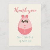 かわいい卵の赤ちゃんシャワーサンキューカード ポストカード (正面)