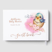 かわいい卵の鳥のエレガントフローラ赤ちゃんシャワー箔 ゲストブック (裏面)