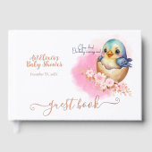 かわいい卵の鳥のエレガントフローラ赤ちゃんシャワー箔 ゲストブック (正面)