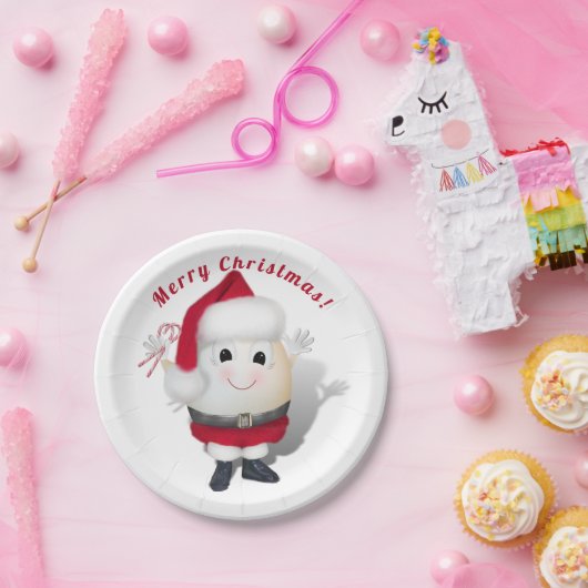 かわいい卵サンタ – 卵の普通のクリスマス ペーパープレート (パーティー)