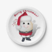 かわいい卵サンタ – 卵の普通のクリスマス ペーパープレート (正面)