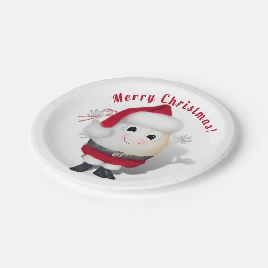 かわいい卵サンタ – 卵の普通のクリスマス ペーパープレート (アングル)