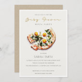 かわいい卵バジルピザベビーシャワーパーティー招待状 サンキューカード (正面/裏面)