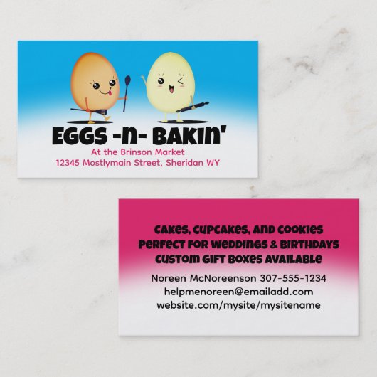 かわいい卵ベーキング器ベーカリーのパティシエ 名刺 (正面/裏面)