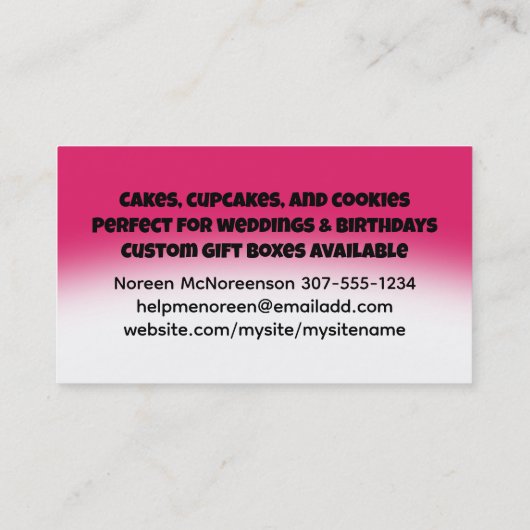 かわいい卵ベーキング器ベーカリーのパティシエ 名刺 (裏面)