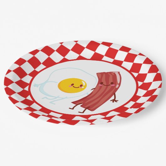 かわいい卵ベーコンブレックファストパーティーまたはテーブル ペーパープレート (アングル)