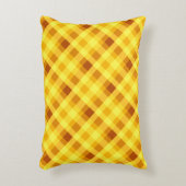 かわいい卵黄黄色の格子枕 アクセントクッション (正面(垂直))