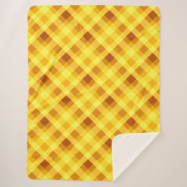 かわいい卵黄黄色の格子柄の大きなシェルパブランケット シェルパブランケット