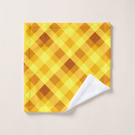 かわいい卵黄黄色の格子柄の洗濯布 ウォッシュタオル