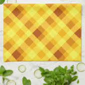 かわいい卵黄黄色の格子柄キッチンタオル キッチンタオル (折り畳み)