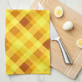 かわいい卵黄黄色の格子柄キッチンタオル キッチンタオル (四つ折り)
