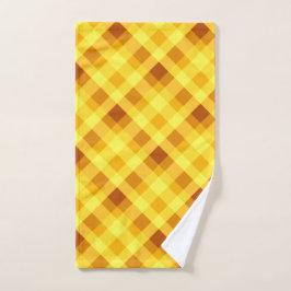 かわいい卵黄黄色の格子柄ハンドタオル ハンドタオル