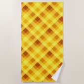 かわいい卵黄黄色の格子状ビーチタオル ビーチタオル (正面)