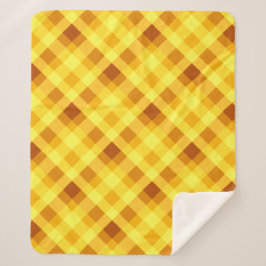 かわいい卵黄黄色の格子状ミディアムシェルパブランケット シェルパブランケット