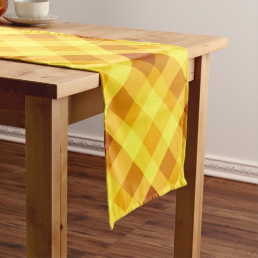 かわいい卵黄黄色の格子状中表ランナー ミディアムテーブルランナー (インサイチュ)