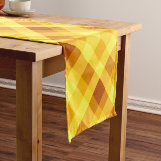 かわいい卵黄黄色の格子状小さなテーブルランナー ショートテーブルランナー (インサイチュ)