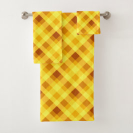 かわいい卵黄黄色の格子風呂タオルセット バスタオルセット