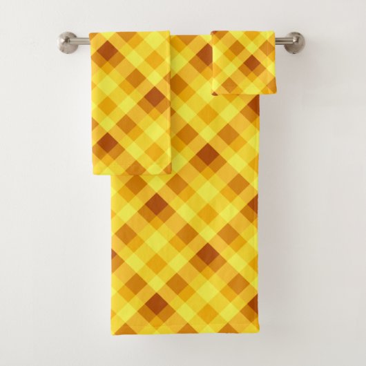 かわいい卵黄黄色の格子風呂タオルセット バスタオルセット (インサイチュ)