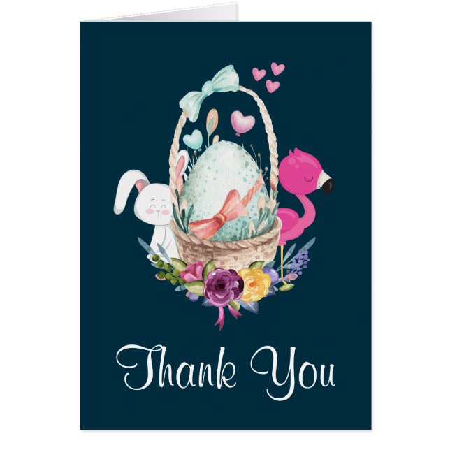 かわいい卵、フラミンゴ&バニーベビーシャワー感謝してい (正面)
