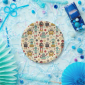 かわいい及びおもしろいのレトロのロボットテーマのパーティー ペーパープレート (パーティー)