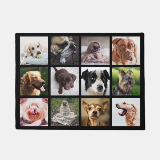 かわいい及びおもしろい犬の写真のコラージュのドア・マット ドアマット (正面)