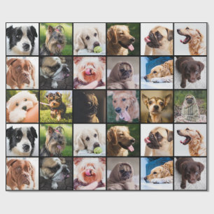 かわいい及びおもしろい犬の写真のコラージュの包装紙 ラッピングペーパー