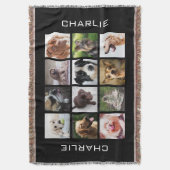 かわいい及びおもしろい犬の写真のコラージュの投球毛布 スローブランケット (正面縦)