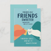 かわいい友情のグリーティングカード – 「友達が生きる サンキューカード (正面/裏面)