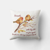 かわいい友情の鳥と引用文 クッション (裏面)