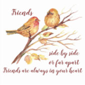 かわいい友情の鳥と引用文 シール (正面)