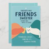 かわいい友情グリーティングカード 招待状 (正面/裏面)