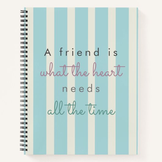 かわいい友情引用文ブルータイポグラフィ書 ノートブック (正面)